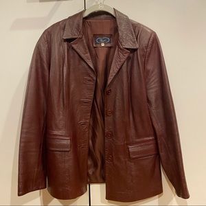 Vintage Burgundy Leather Blazer